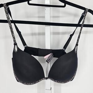 Sexy Little Things by Victorias Secret Sz 36D Padded Push Up Bra Black Leopard
